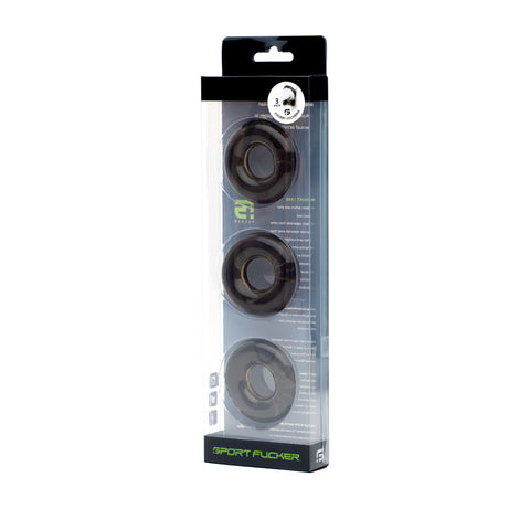 Sport Fucker Super Stretchy Rubber Cock Ring Set - Cock Ring Sets