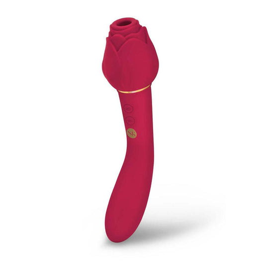 Secret Kisses ROSEGASM TWOSOME Air Pulsation Stimulator & Vibrator Rose Red - Clit Ticklers and Pulsators