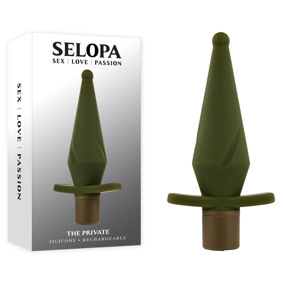 Selopa THE PRIVATE USB Rechargeable Vibrating Butt Plug Green Butt Plugs