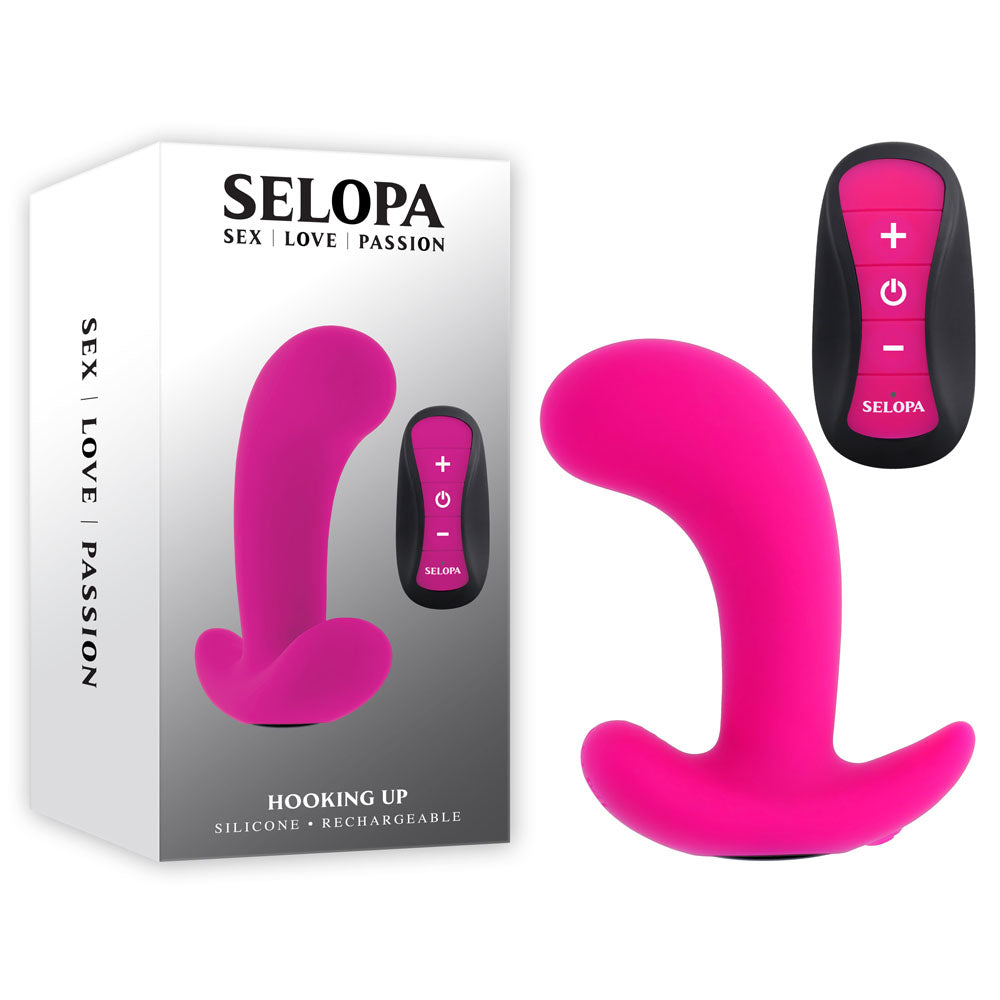 Selopa HOOKING UP USB Rechargeable Vibrator with Wireless Remote Pink Butt Plugs