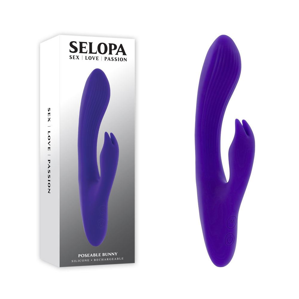 Selopa POSEABLE BUNNY USB Rechargeable Poseable Rabbit Vibrator Purple Rabbit Vibrators