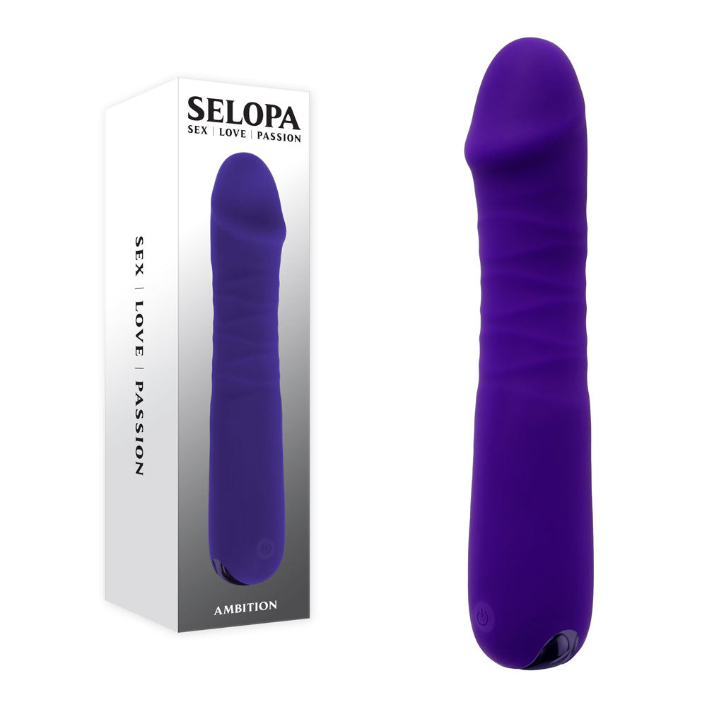 Selopa AMBITION Rechargeable Thrusting Dildo Vibrator Purple Vibrating Dildos