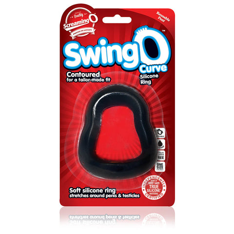Screaming O SwingO Curve Silicone Stretchy Penis Ring Black - Stretchy Cock Rings