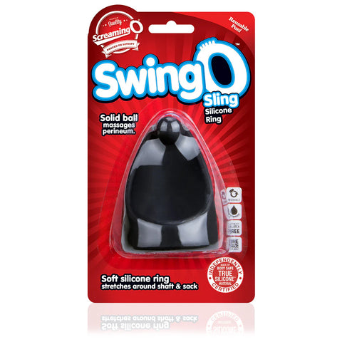 Screaming O SwingO Sling Stretchy Silicone Cock Ring Black - Stretchy Cock Rings