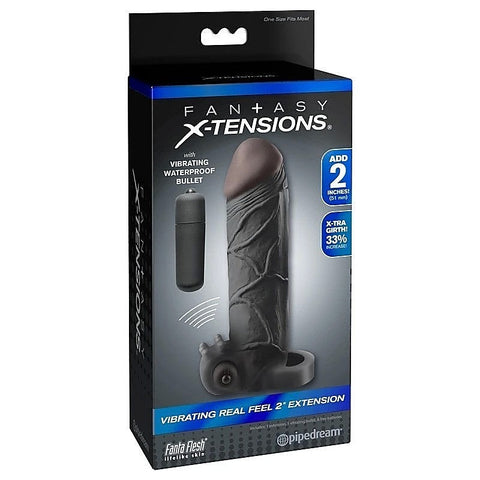 Fantasy X-Tensions Vibrating Real Feel 2 Inch Cock Extension - Pumps, Extenders and Sleeves