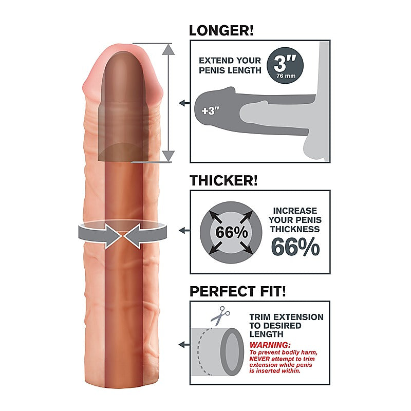 Fantasy X-Tensions Mega 3 Inch Penis Extension - Penis Sleeves and Extenders