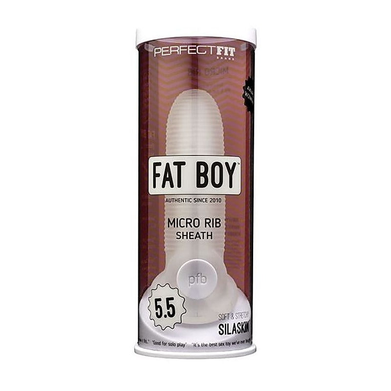 Perfect Fit Fat Boy Micro Ribbed Sheath Clear - Penis Sleeves and Extenders