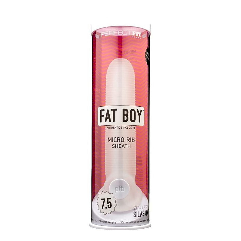 Perfect Fit Fat Boy Micro Ribbed Sheath Clear - Penis Sleeves and Extenders