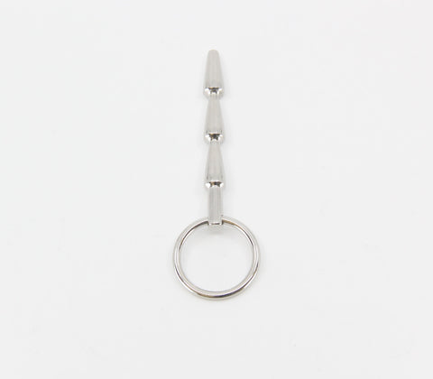 Love In Leather Solid Ridged Penis Plug With Ring - Urethral Sounds