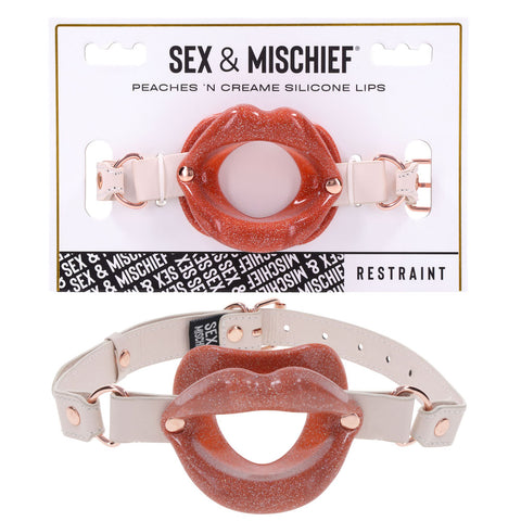 Sportsheets Sex & Mischief Peaches N CreaMe Silicone Lips BDSM Gag - Bondage Gags and Bits