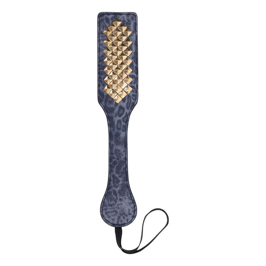 Sportsheets Sex & Mischief Cougar Studded Paddle With Gold Studs Navy Blue - Paddles And Slappers