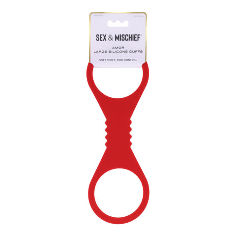 Sex & Mischief Amor Silicone Hand Cuffs Restraints Red - Cuffs And Restraints