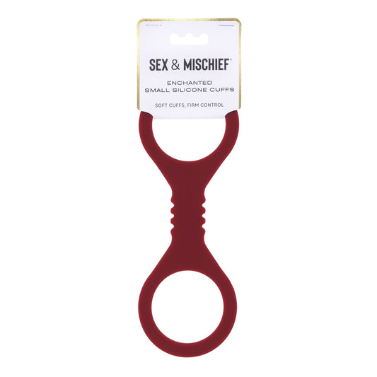 Sex & Mischief Enchanted Silicone BDSM Wrist Cuffs Burgundy Small Cuffs And Restraints