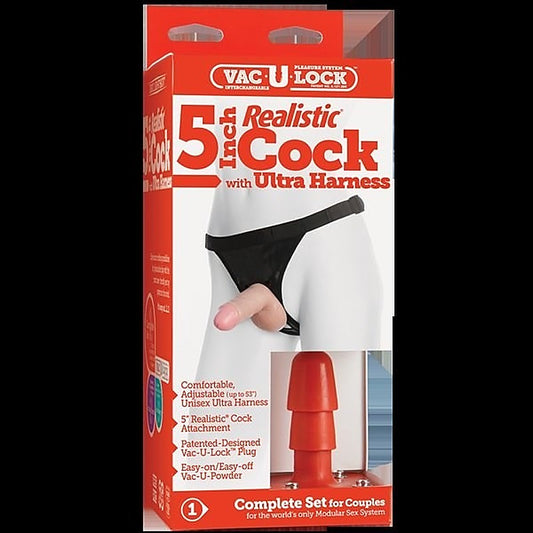 Vac-U-Lock 5 Realistic Cock Flesh with Strap-On