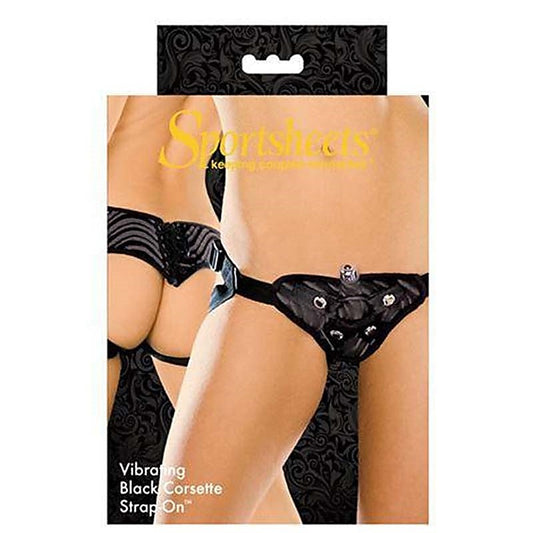 Vibrating Corsette Strap On Black