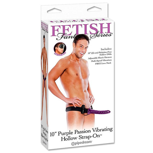 Fetish Fantasy 10 Inch Purple Passion Vibrating Hollow Strap-on - Strap On Sextoys