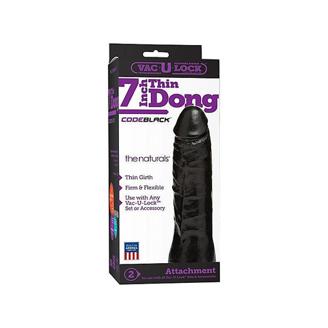 Vac-U-Lock Code Black 7\ Thin Dong The Naturals - Strap On Sextoys