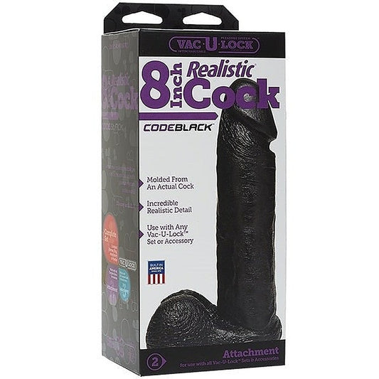 Vac-U-Lock Code Black 8 inch Realistic Cock