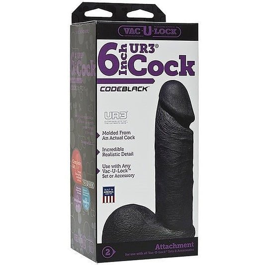Vac-U-Lock Code Black UR3 6 inch Realistic Cock
