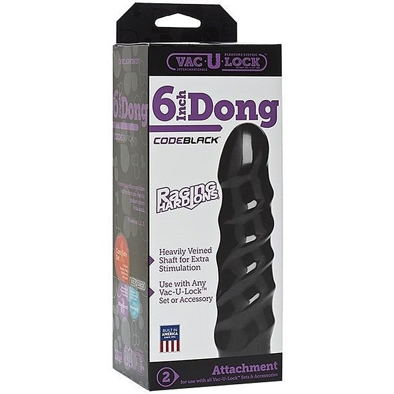 Vac-U-Lock Code Black 6 inch Raging Hard-Ons Dong - Strap On Sextoys