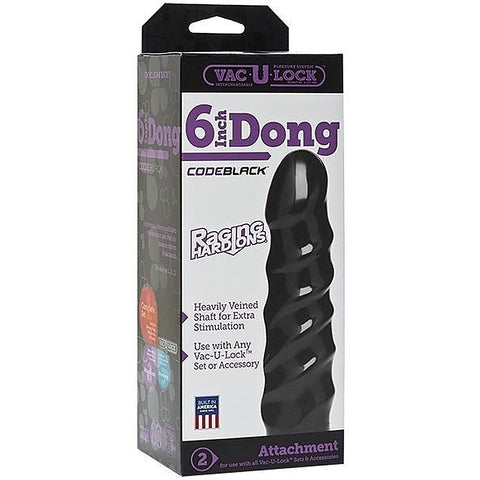 Vac-U-Lock Code Black 6 inch Raging Hard-Ons Dong - Strap On Sextoys