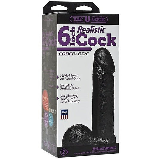 Vac-U-Lock Code Black 6 inch Realistic Cock
