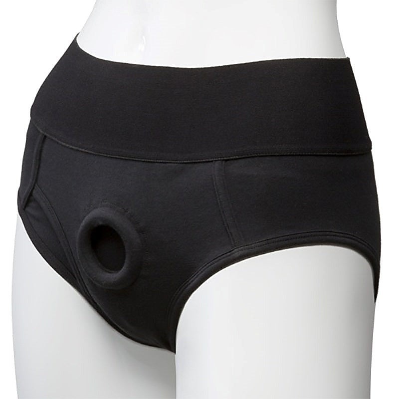 Panty Harness Plug Briefs S/M Black by Doc Johnson - Strap On Sextoys