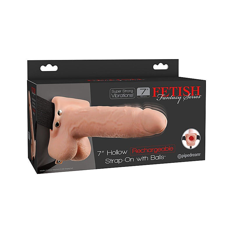 Fetish Fantasy 7 inch Rechargeable Hollow Strap-On with Balls - Strap On Sextoys