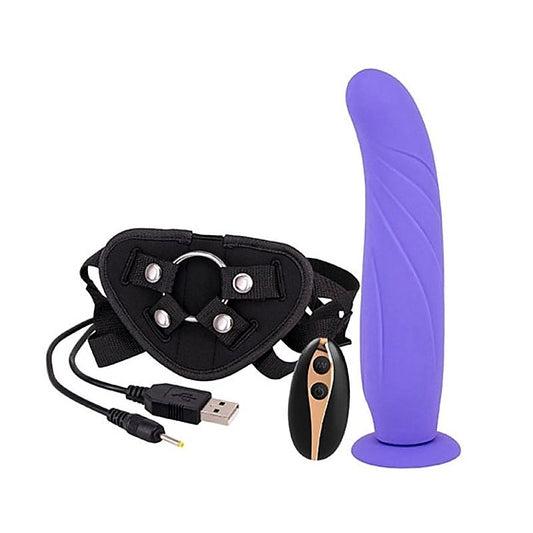 Vibration Dildo Strap-On with Remote Control 9 inch - Strap On Sextoys