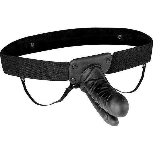 Lux Fetish Unisex Vibrating Hollow Double Penetration Strap-On D