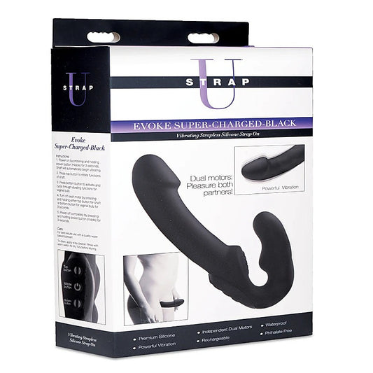 Strap U Evoke Rechargeable Vibrating Silicone Strap On Dildo - Strap On Sextoys