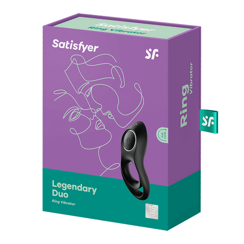 Satisfyer Legendary Duo Vibrating Silicone Cock Ring Black - Ball and Cock Toys