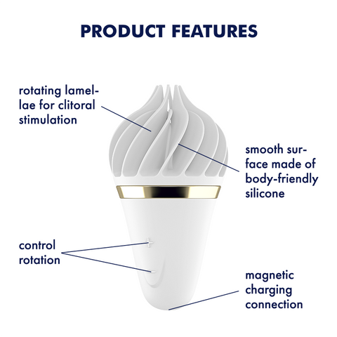 Satisfyer Sweet Treat Lay On Clitoral Vibrator White/Gold - Clit Ticklers and Pulsators