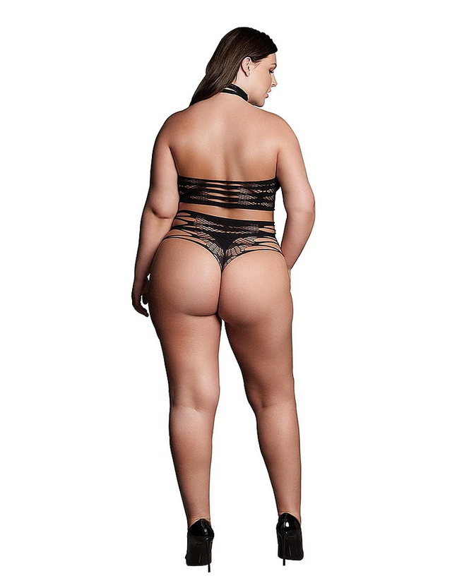 Le Desir Shade Carpo XLVI Two Piece with Turtleneck, Crop Top and Pantie Black Bras and Bra Sets