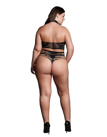 Le Desir Shade Carpo XLVI Two Piece with Turtleneck, Crop Top and Pantie Black - Bras and Bra Sets