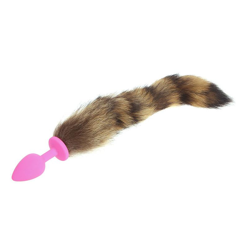 Silicone Butt Plug With Faux Fox Tail Small Pink Butt Plugs