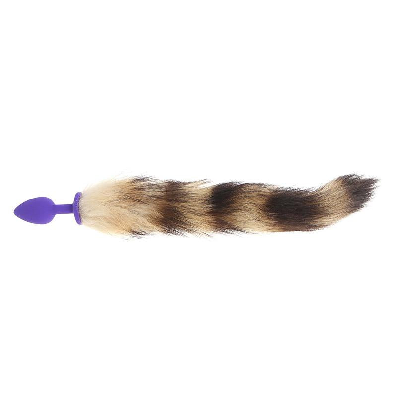 Silicone Butt Plug With Faux Fox Tail Small Purple Butt Plugs