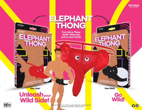 Hott Products Cotton with Stretch Waistband Elephant Thong - Party Gifts and Novelties