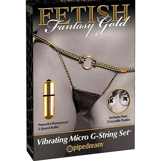 Fetish Fantasy Gold Vibrating Micro G-String Set - G-Strings, Panties and Shorts