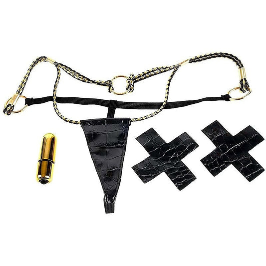 Fetish Fantasy Gold Vibrating Micro G-String Set - G-Strings, Panties and Shorts