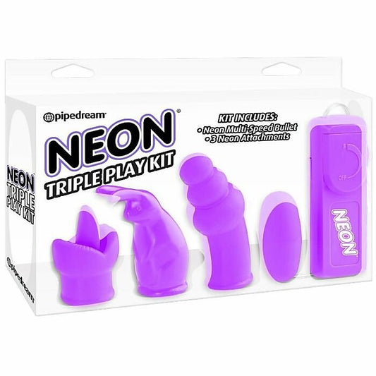 Pipedream Neon Triple Play Adult Toys Kit Purple - Sex Kits