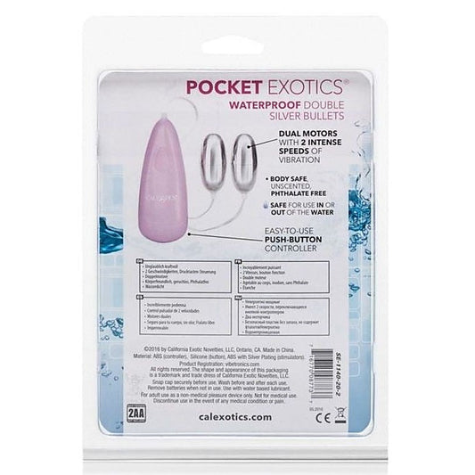 Pocket Exotics Waterproof Double Silver Bullet Vibrator - Waterproof Vibrators