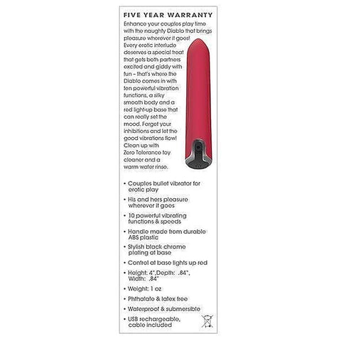 Zero Tolerance Diablo Rechargeable Bullet by Evolved - Bullet Vibrators