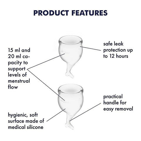 Satisfyer Feel Secure Medical Grade Silicone Menstrual Cups - Condoms