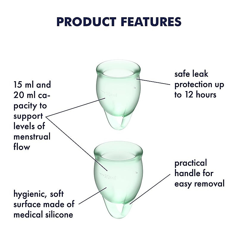 Satisfyer Feel Confident Silicone Menstrual Cups - Condoms