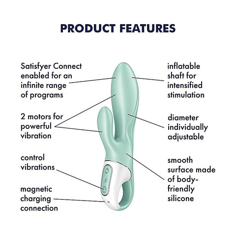 Air Pump Bunny 5 Inflatable Rabbit Vibrator by Satisfyer - Rabbit Vibrators