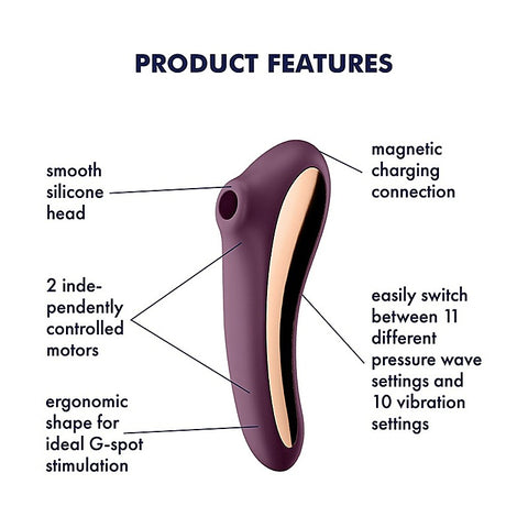 Dual Kiss Double Sided Air Pulse Clitoral Vibrator - Clit Ticklers and Pulsators