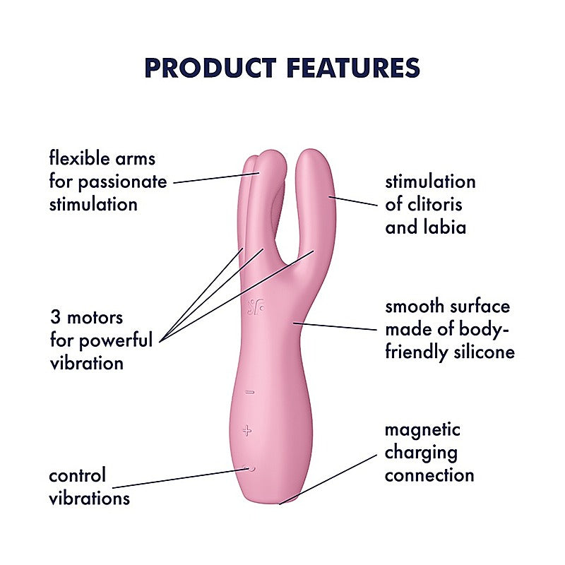 Satisfyer Threesome 3 Layon 3 Motors Clitoral Vibrator - Clit Ticklers and Pulsators
