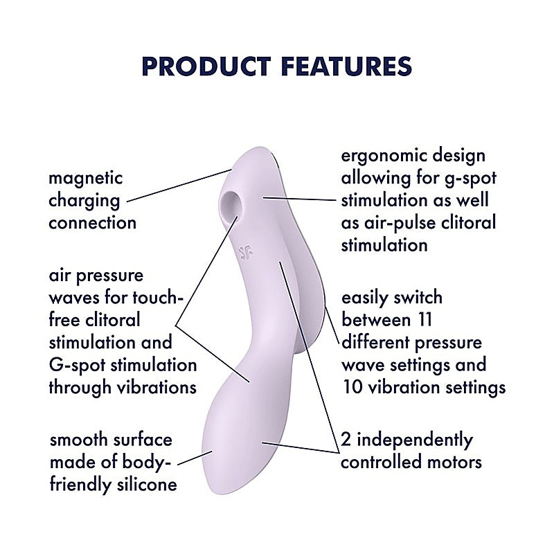 Curvy Trinity 2 Air Pulse Clitoral and G Spot Vibrator - Clit Ticklers and Pulsators