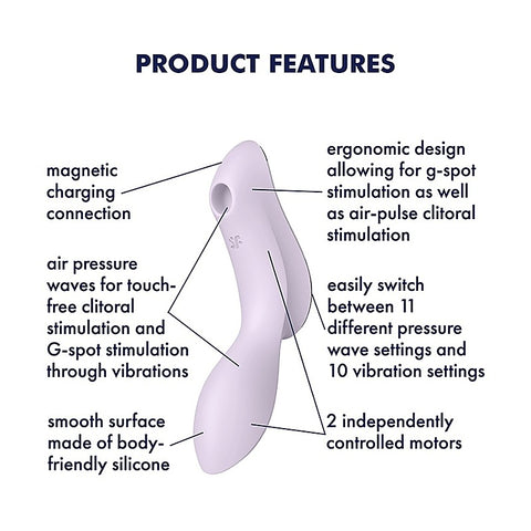 Curvy Trinity 2 Air Pulse Clitoral and G Spot Vibrator - Clit Ticklers and Pulsators